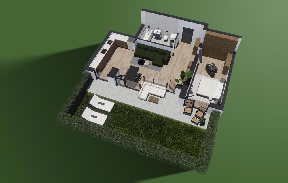 Apartament cu 2 camere, nr. 3, curte privată, Clădirea B1