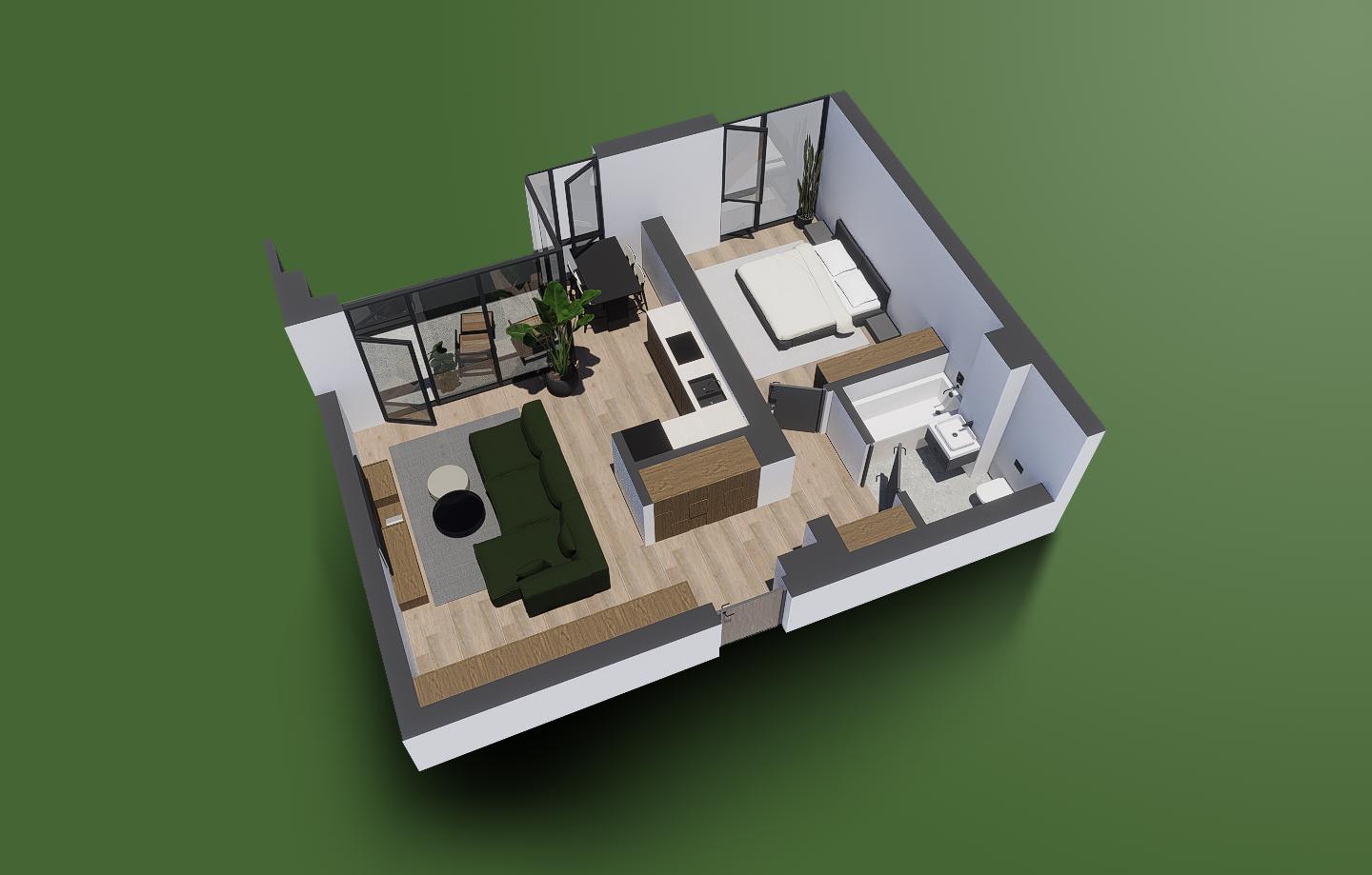 Apartament cu 2 camere, nr. 60 Clădirea B1