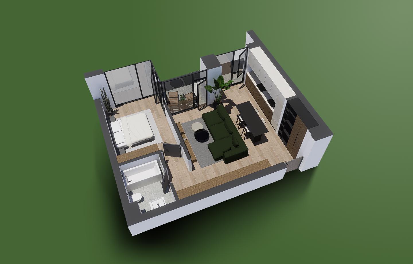 Apartament de inchiriat cu 2 camere, nr. 64 Clădirea B1 
