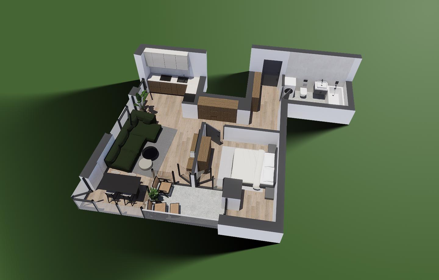 Apartament cu 2 camere de inchiriat, nr. 67 Clădirea B1 